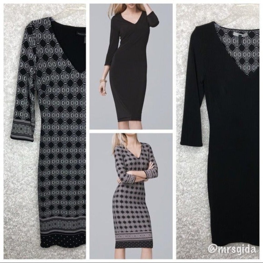 Whbm Reversible Solid Black Or Geometric Print Sh… - image 1
